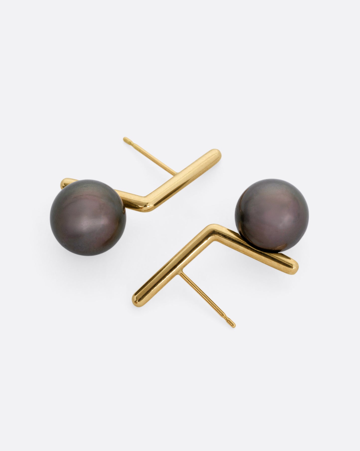 Small Black Tahitian Pearl Stud Earrings