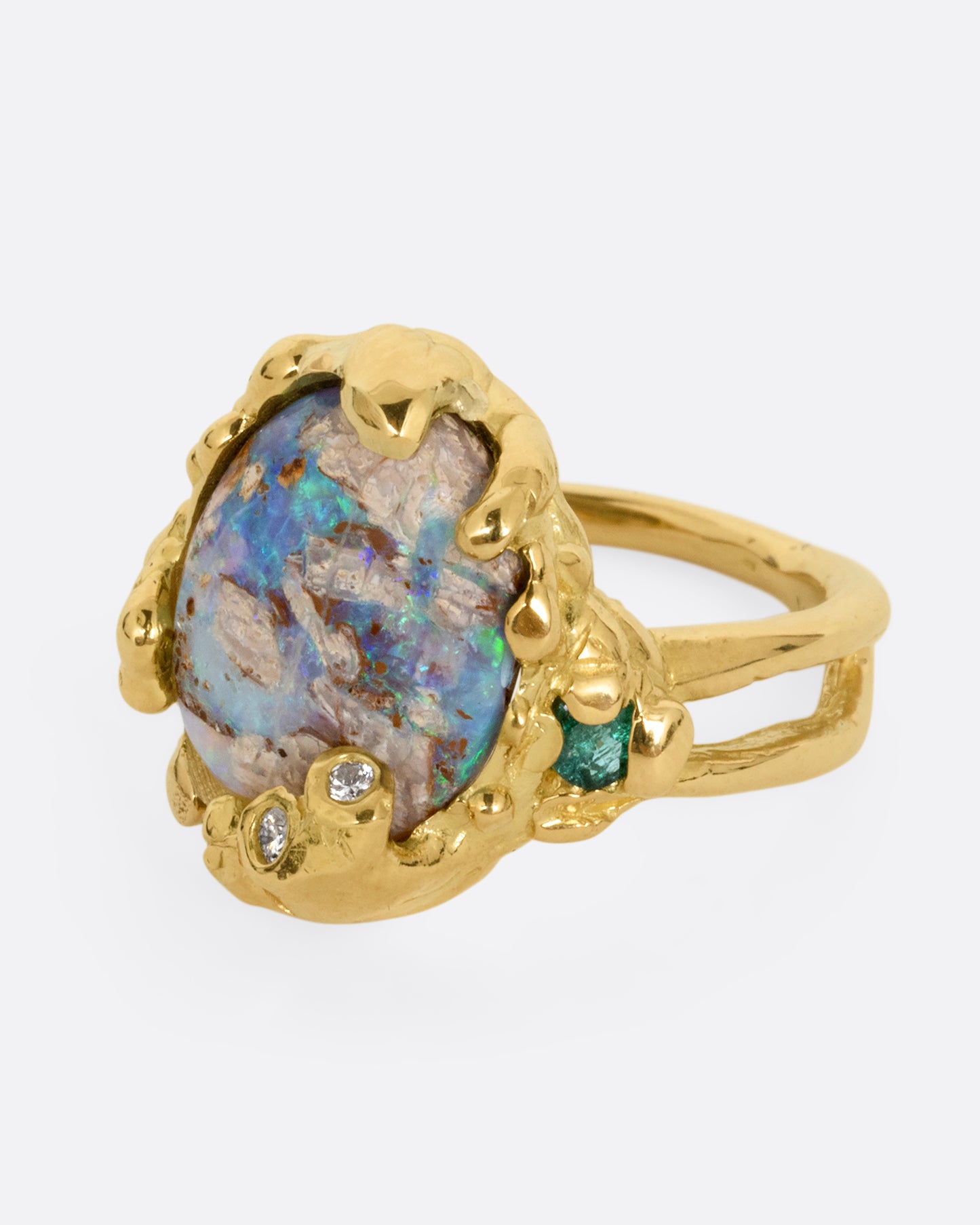 Australian Fossilized Wood Opal Ring