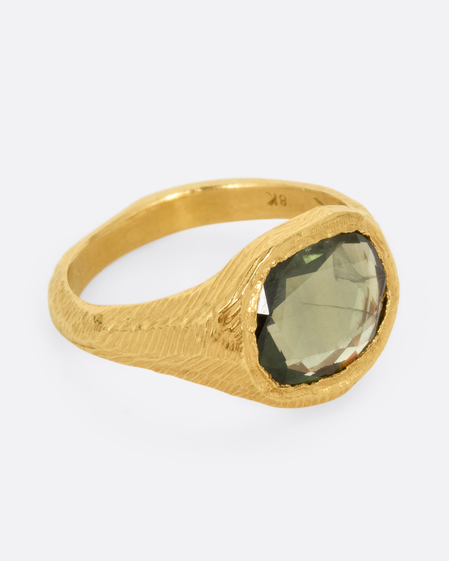 Green Sapphire Signet Ring