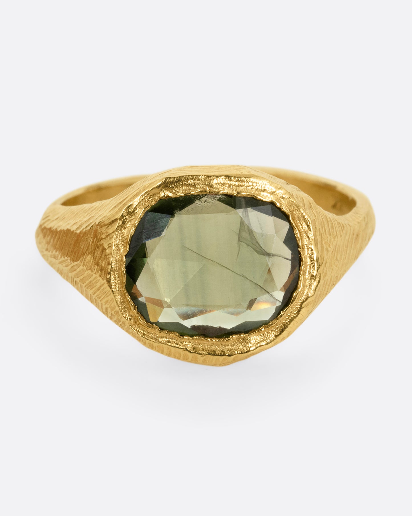 Green Sapphire Signet Ring