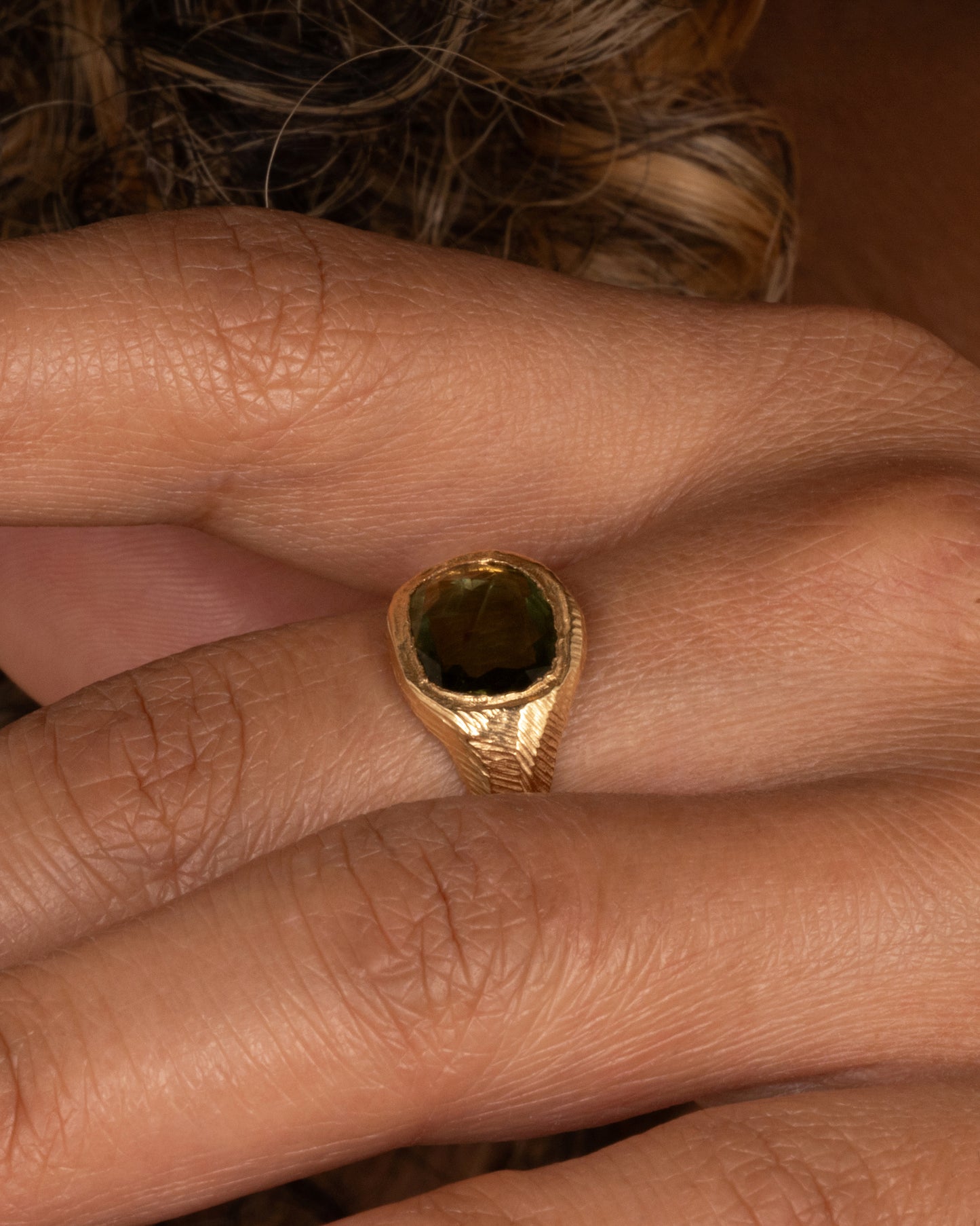 Green Sapphire Signet Ring
