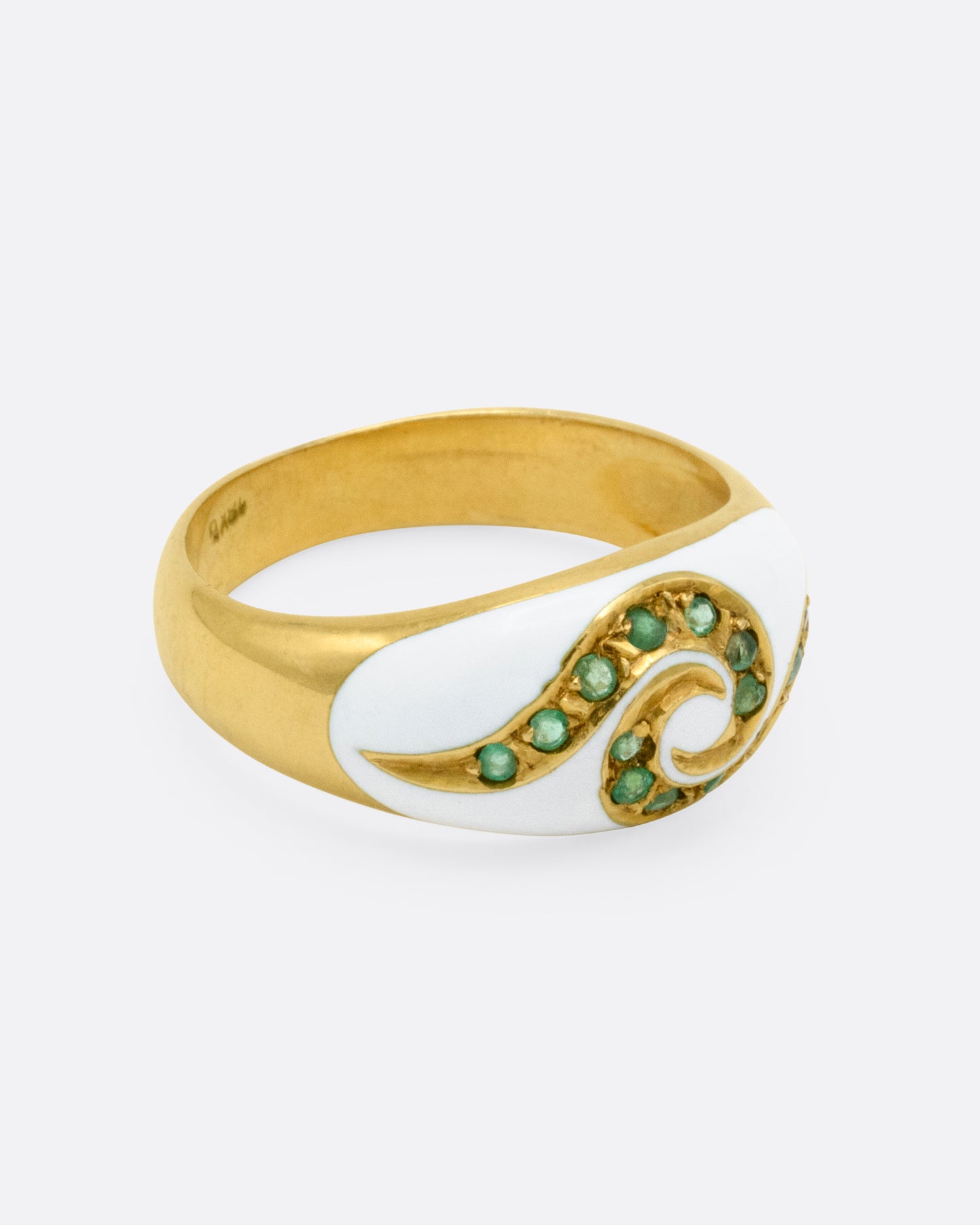 Emerald and Enamel Wave Ring