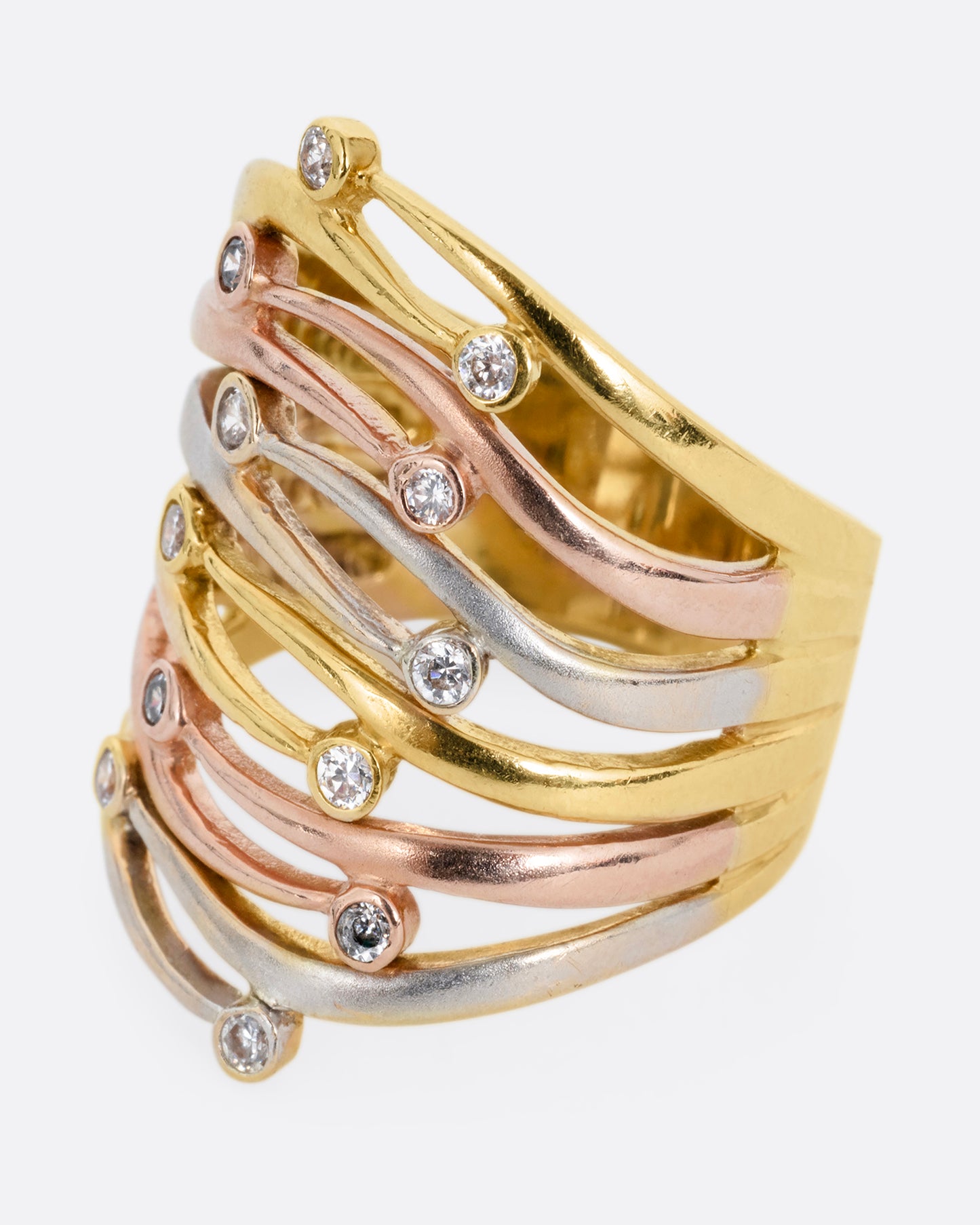Wide Multiband Diamond Ring