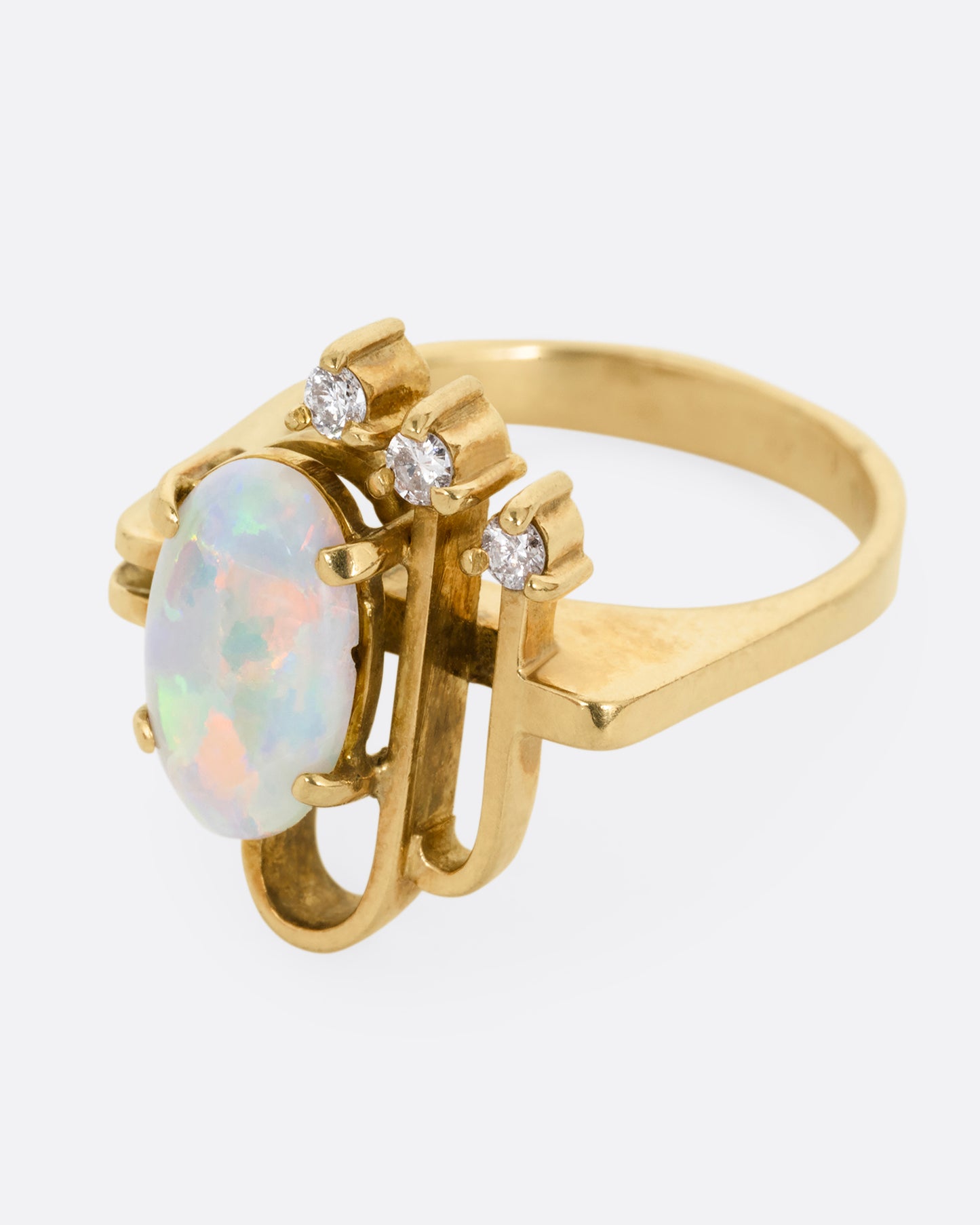 Opal and Diamond Arch Ring