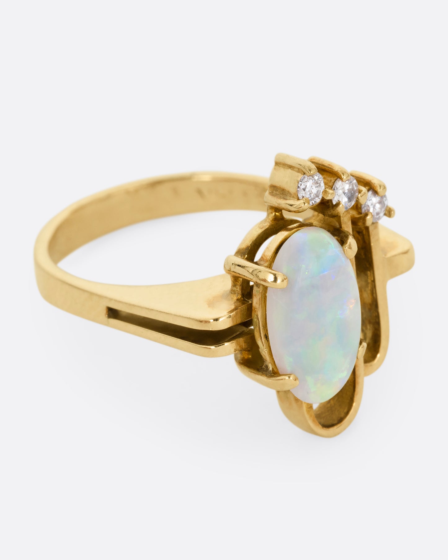 Opal and Diamond Arch Ring