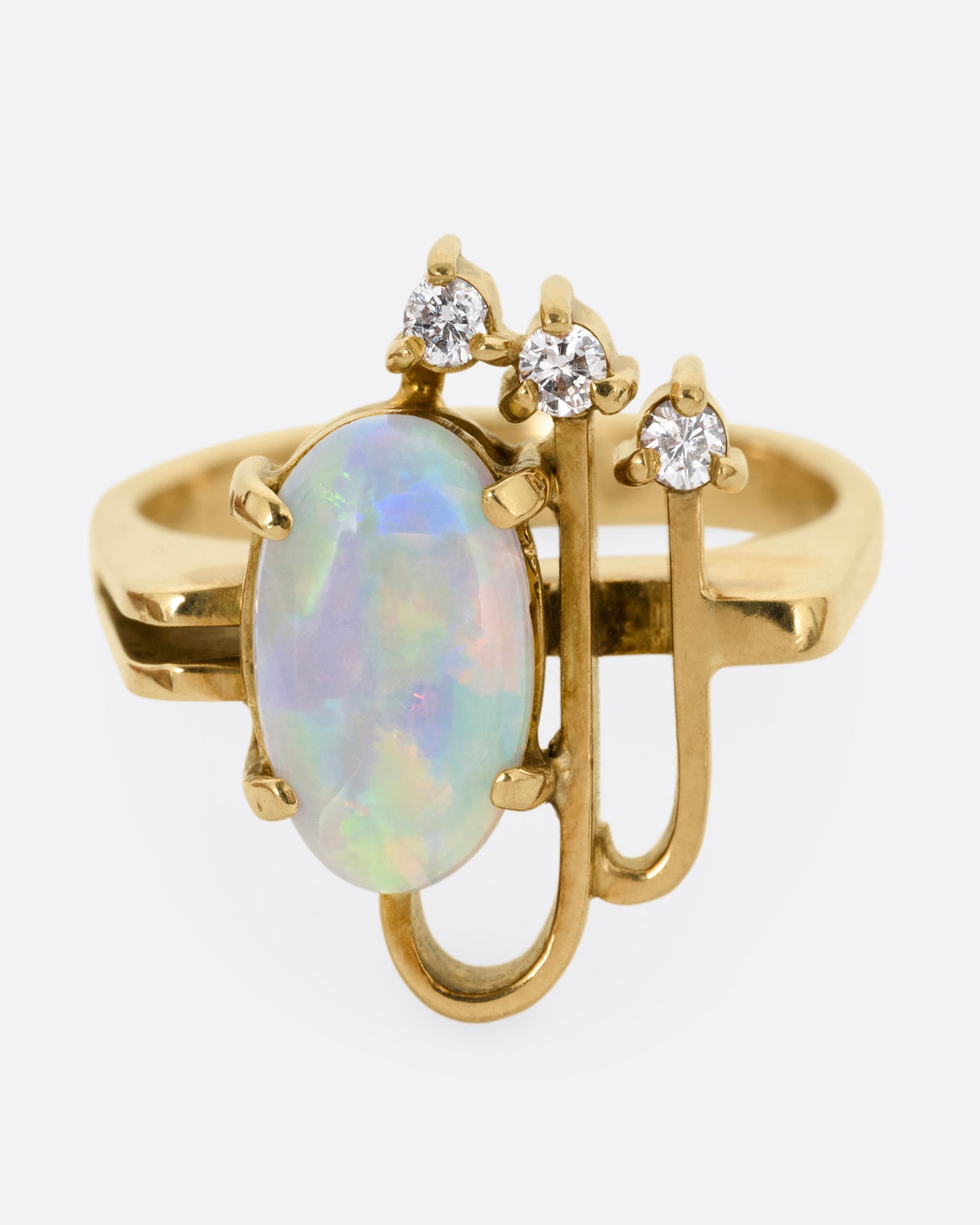 Opal and Diamond Arch Ring