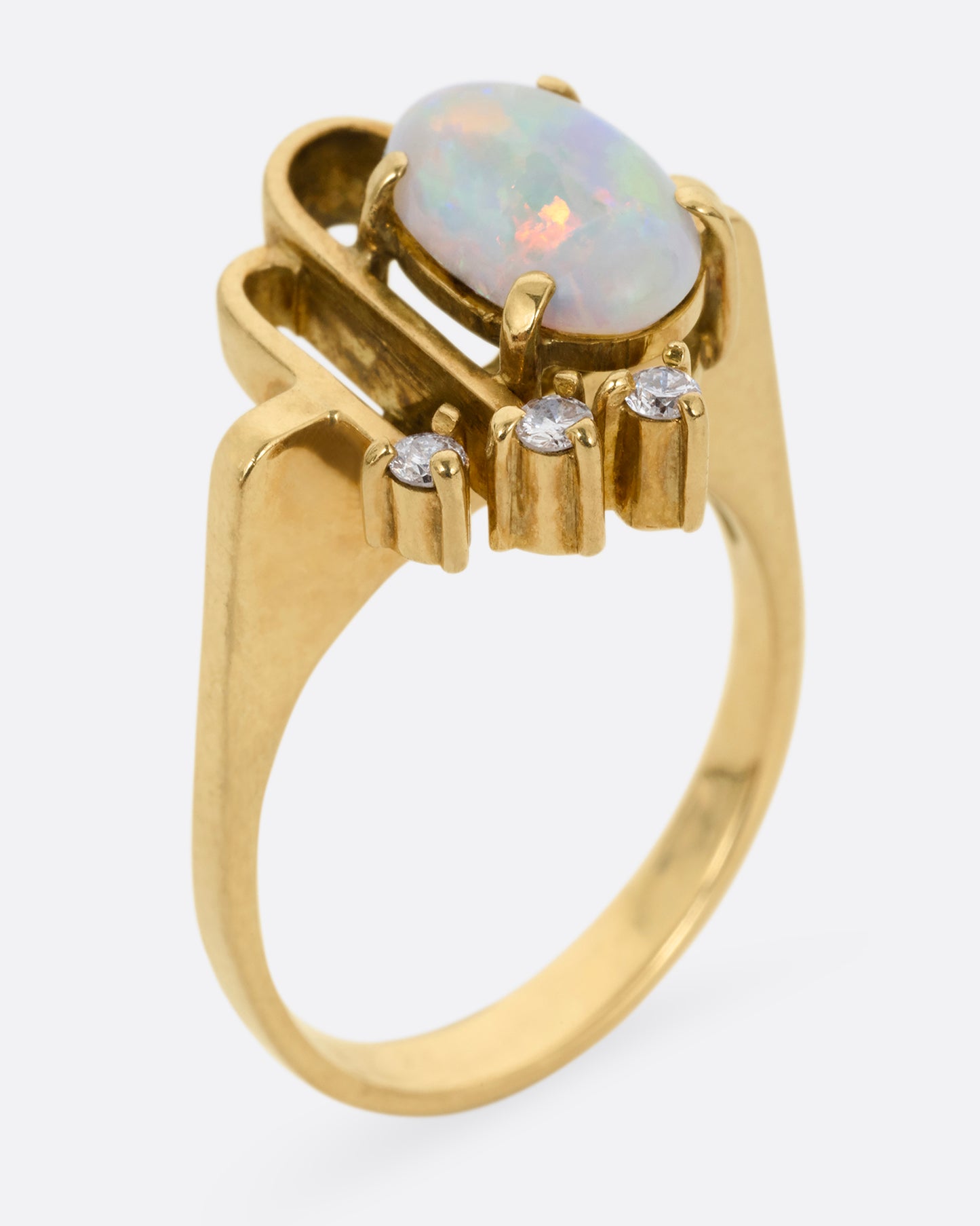 Opal and Diamond Arch Ring