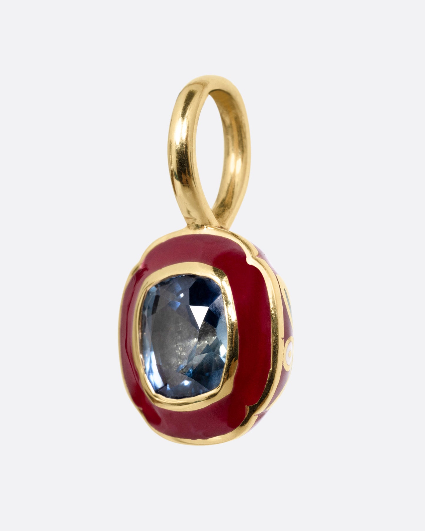 Sapphire and Enamel Floral Pendant