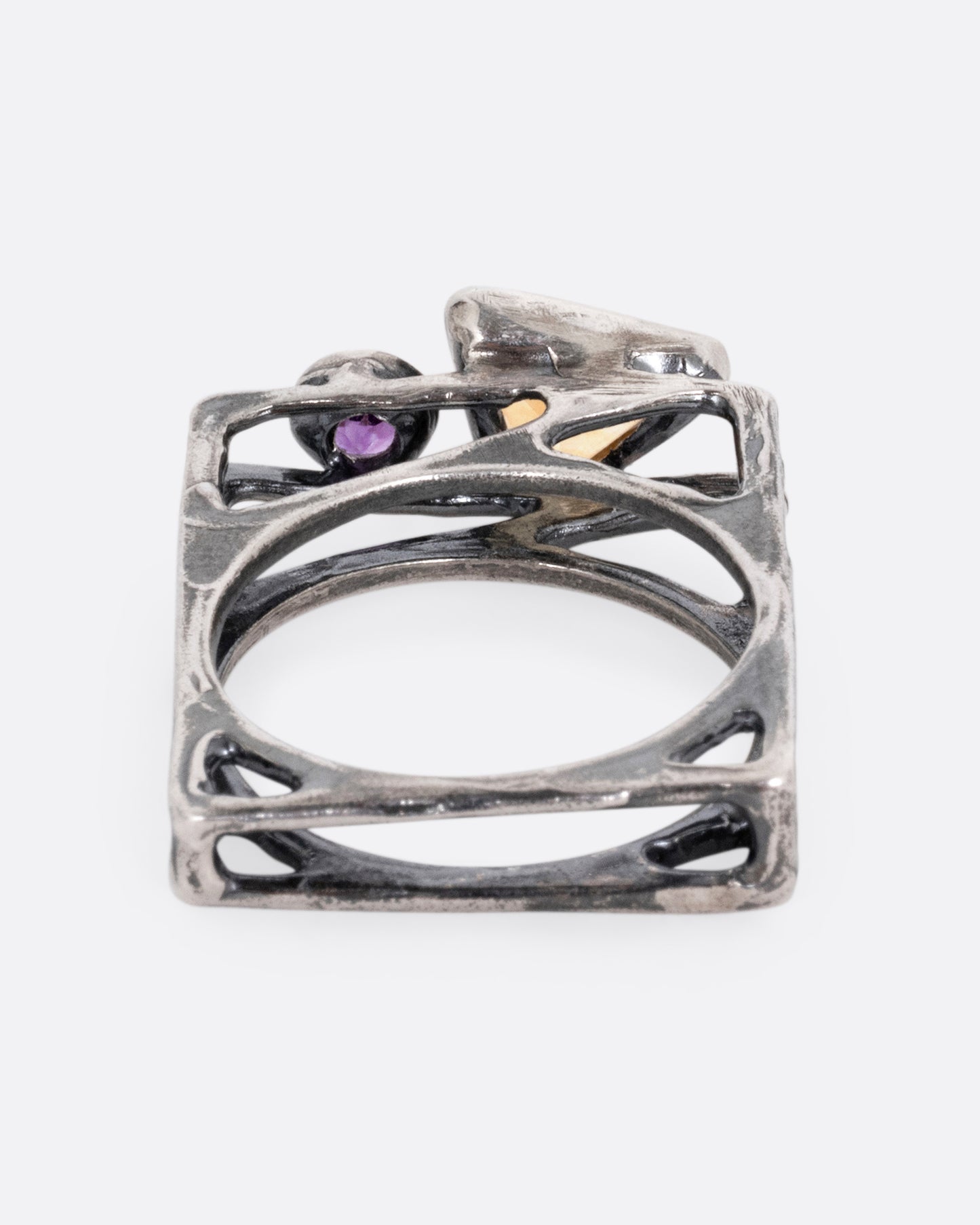 Amethyst and Citrine Square Ring