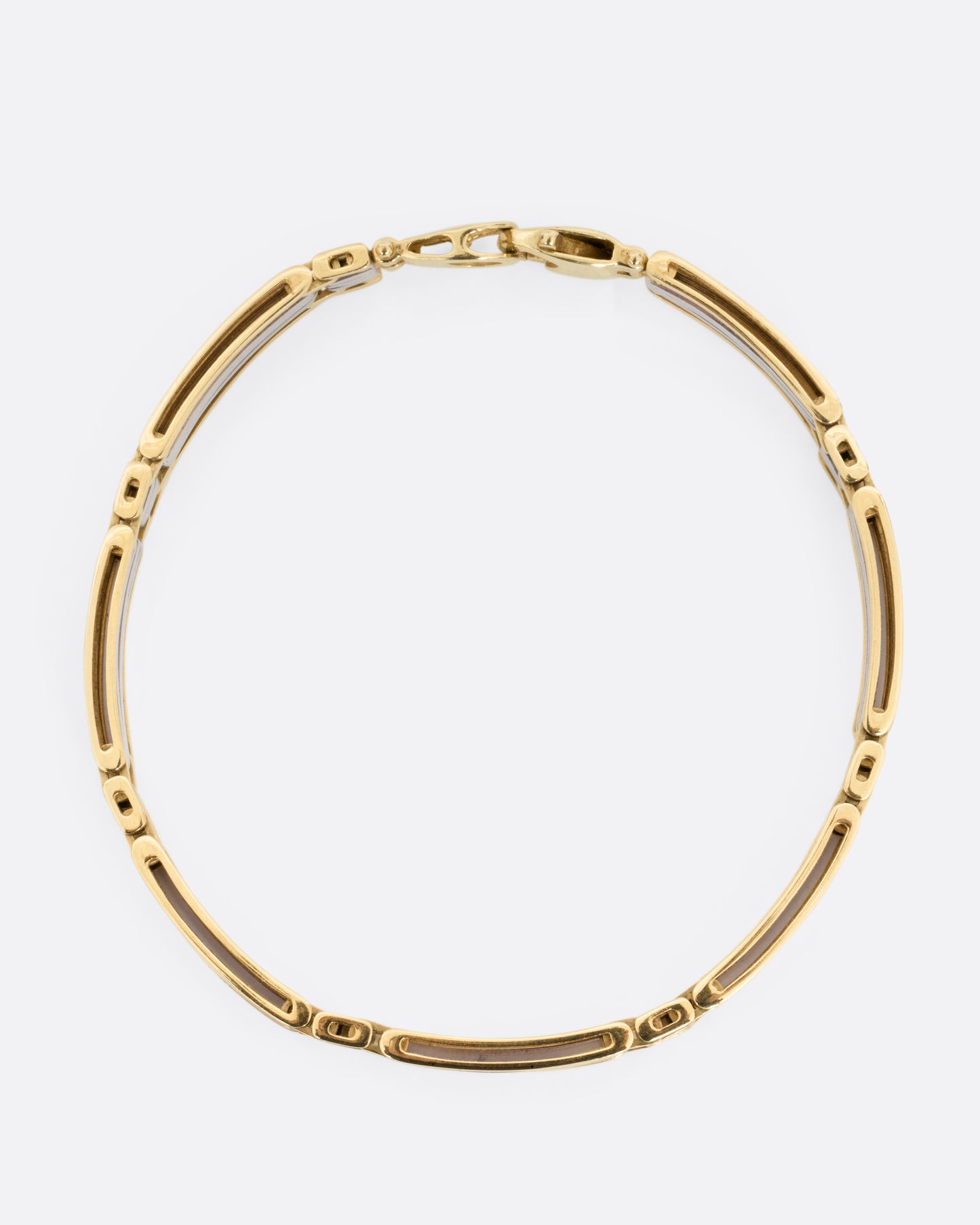 Mixed Metal Rectangular Bar Link Bracelet