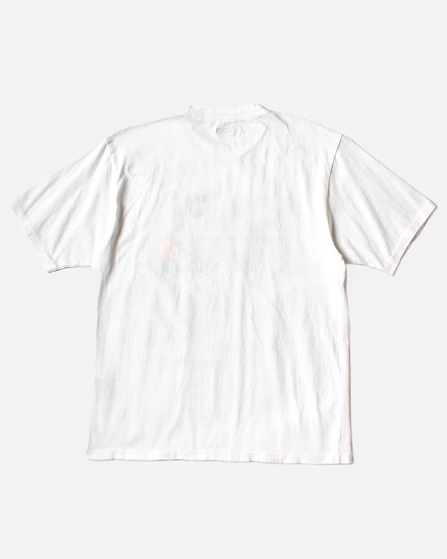 A white t-shirt shown from the back.