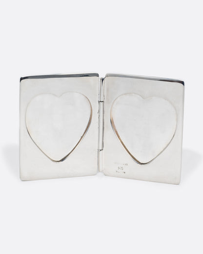 vintage sterling silver heart shaped frame shown open
