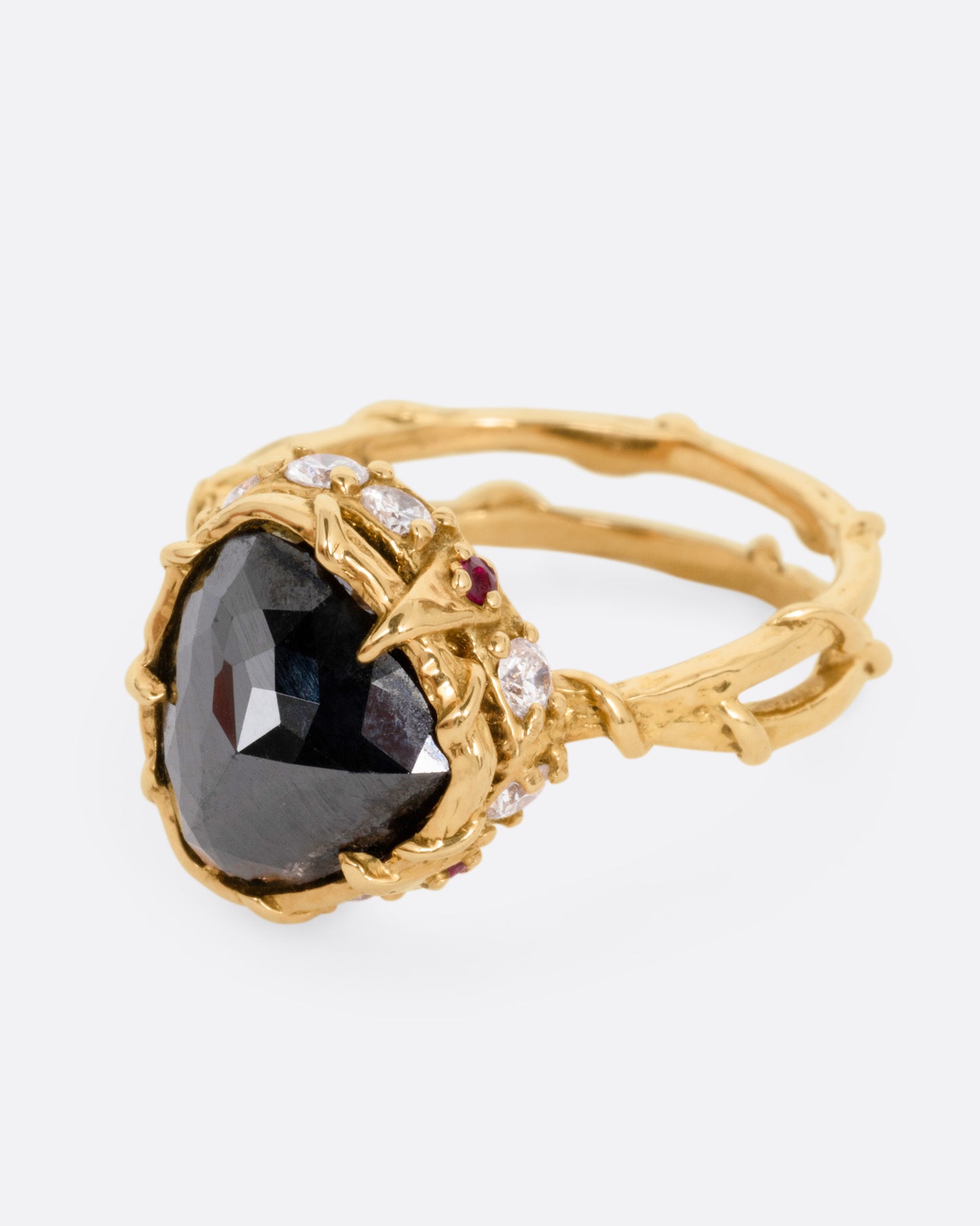 18k rose gold and black diamond Intrigue Crown ring by Karen Karch