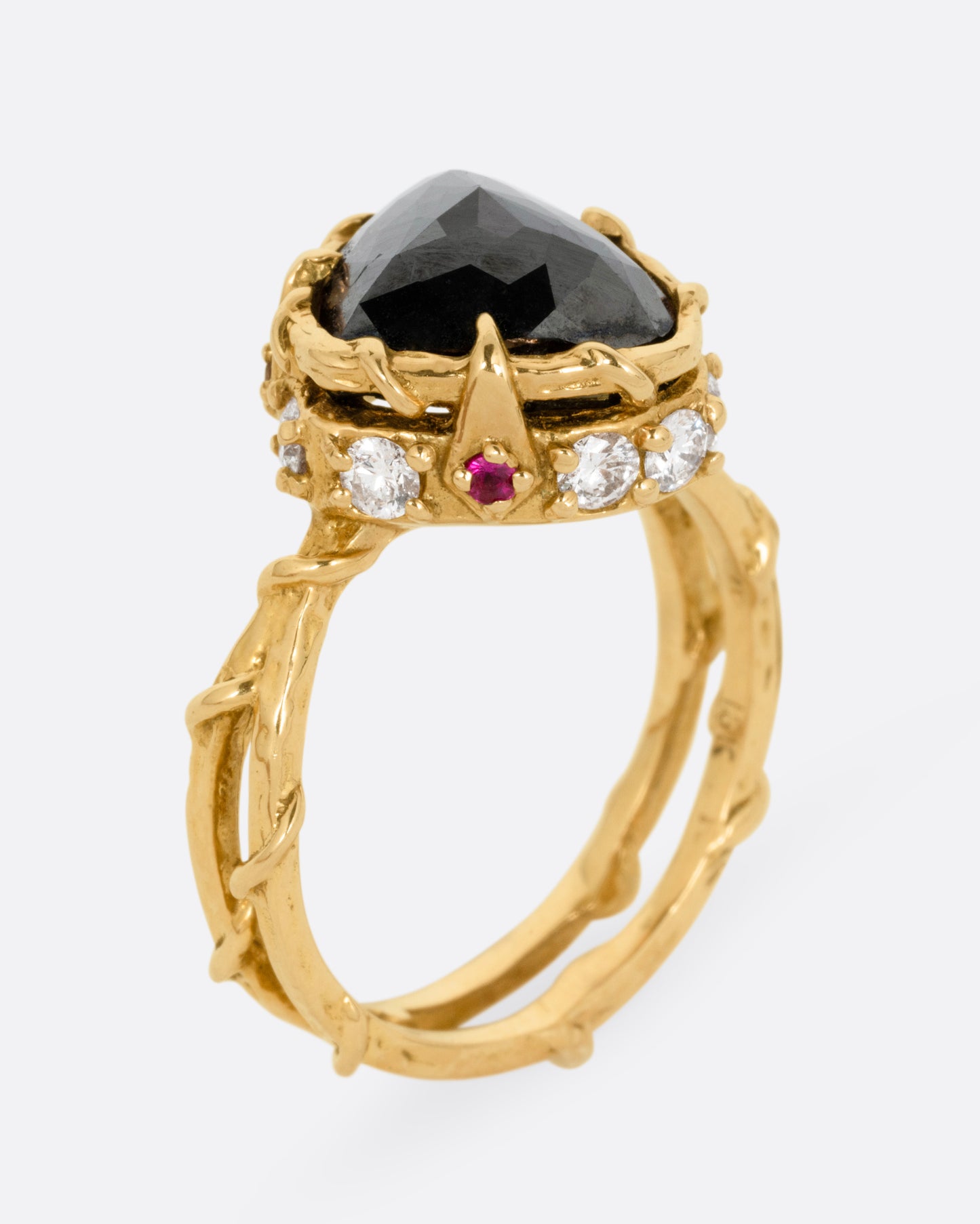 18k rose gold and black diamond Intrigue Crown ring by Karen Karch