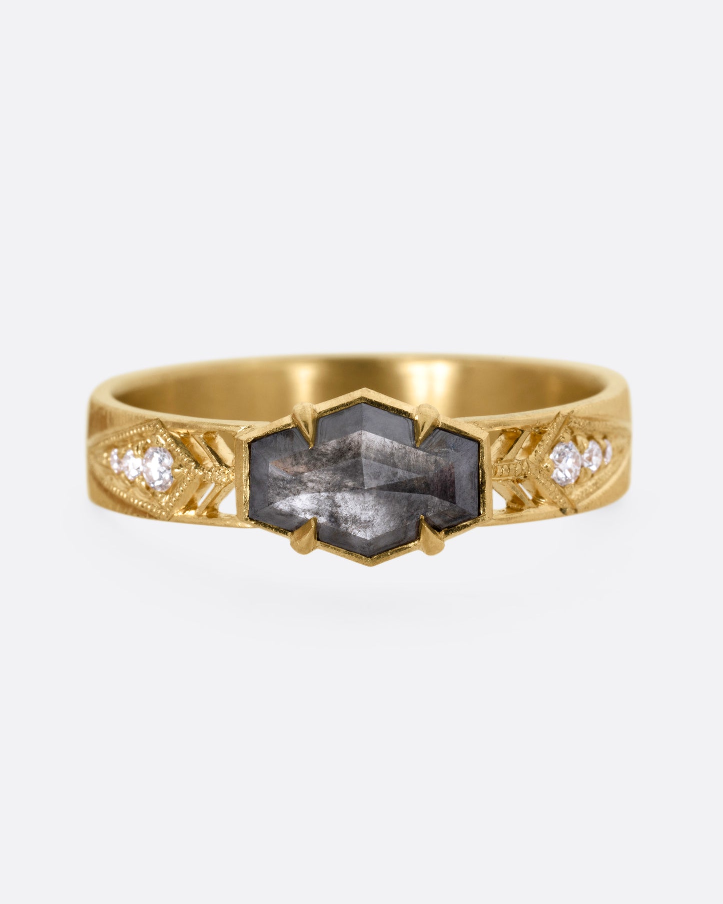 Elongated Hexagon Diamond Ring