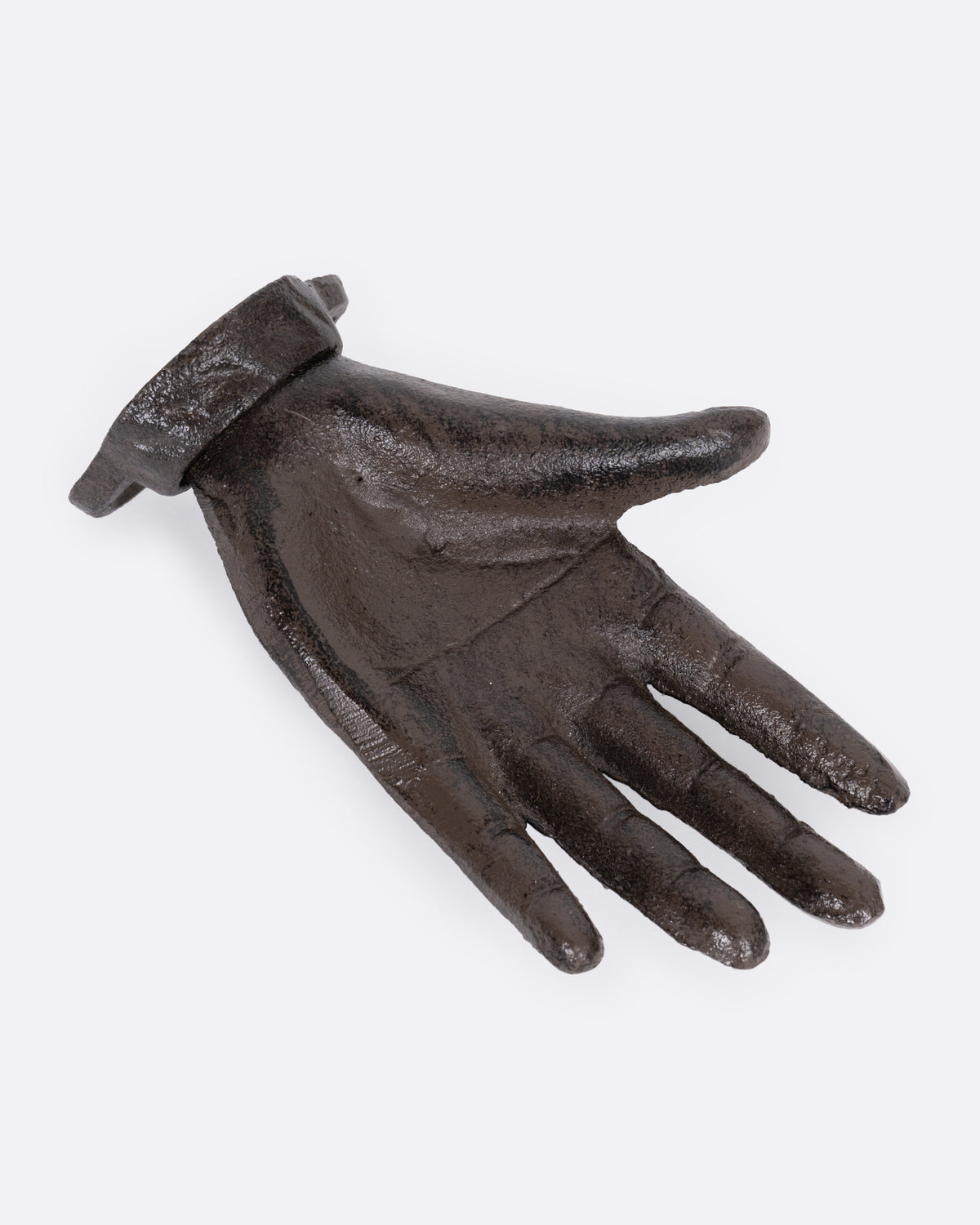 Vintage cast iron hand wall hook, other side view