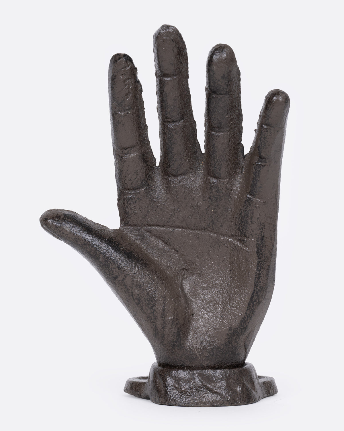 Vintage cast iron hand wall hook, palm side view
