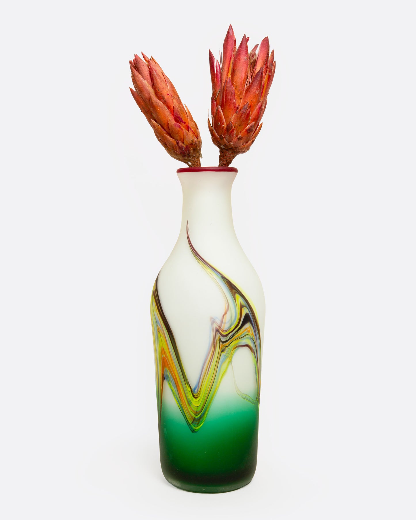 Green and White Swirl Vase