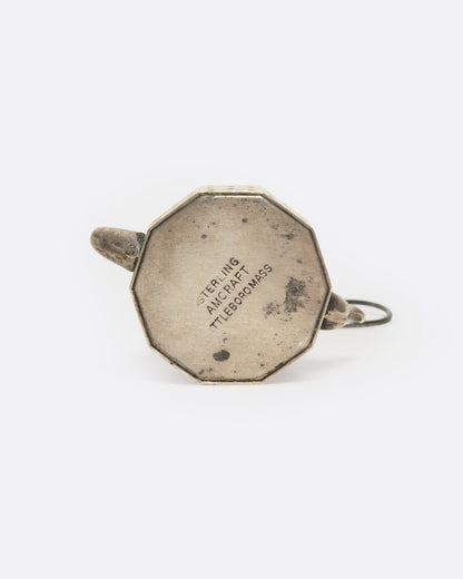 Vintage silver teapot tea infuser, underside showing the hallmarks