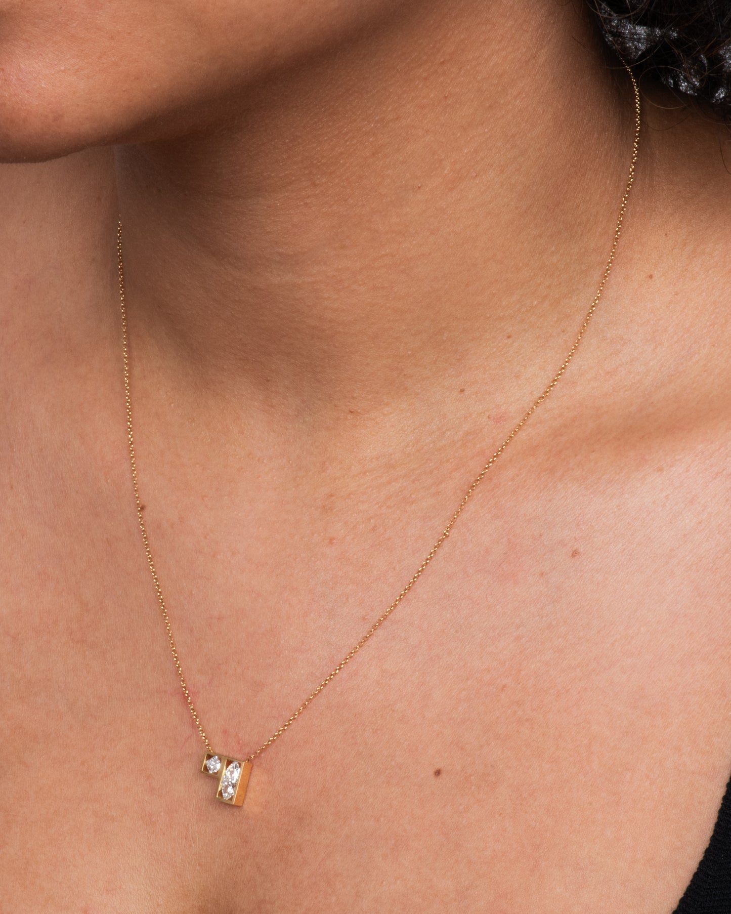 Diamond Duo Position Necklace