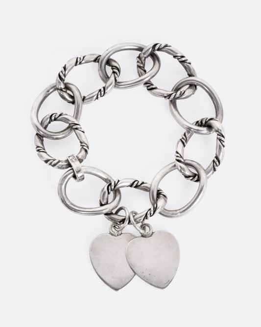 Cable Chain Bracelet with Heart Shaped Tags