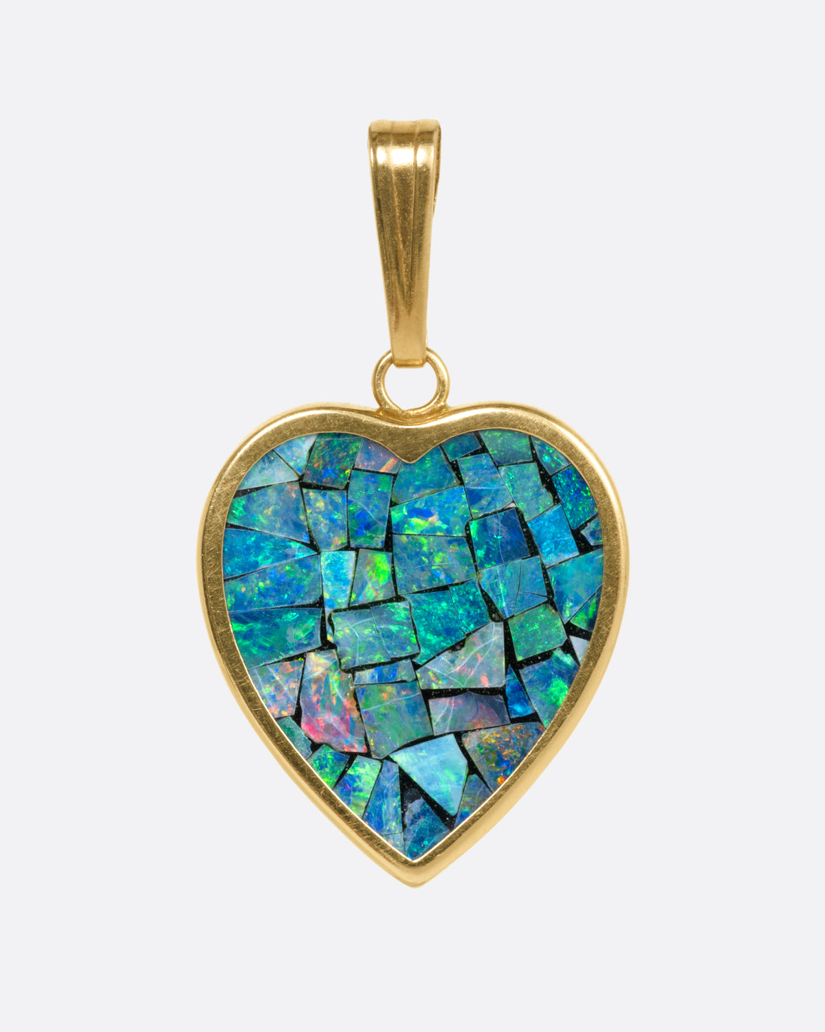 Opal Inlay Heart Charm