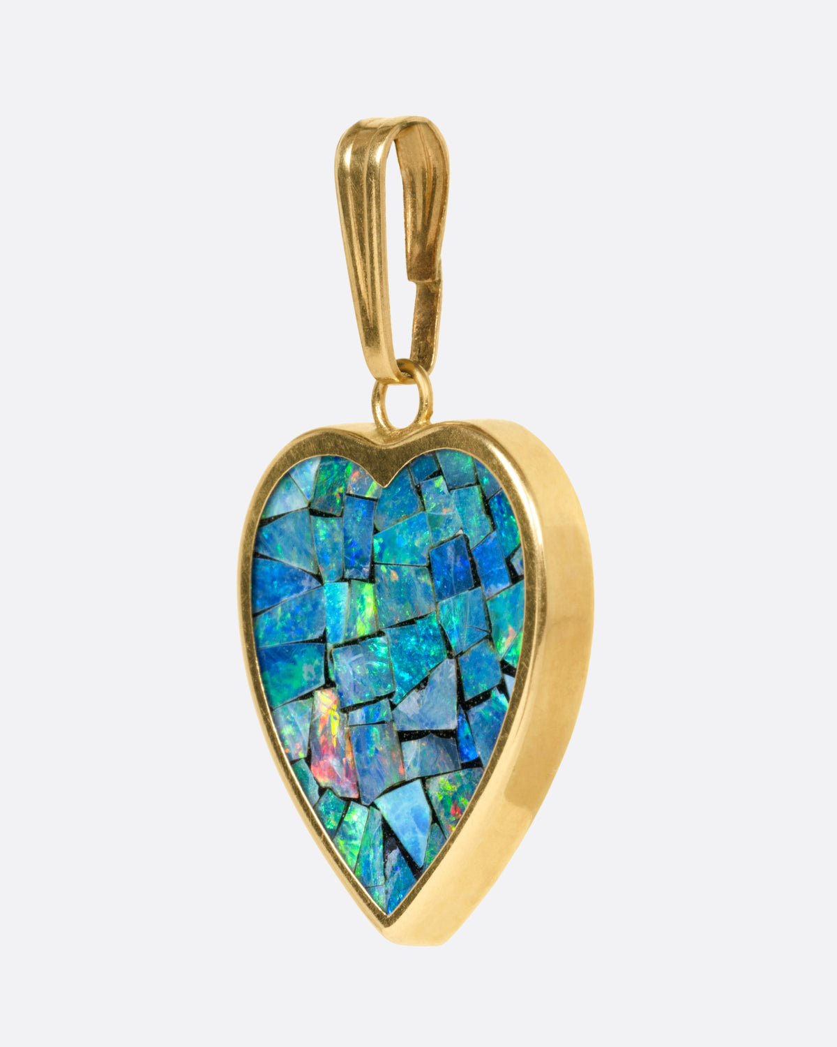 Opal Inlay Heart Charm