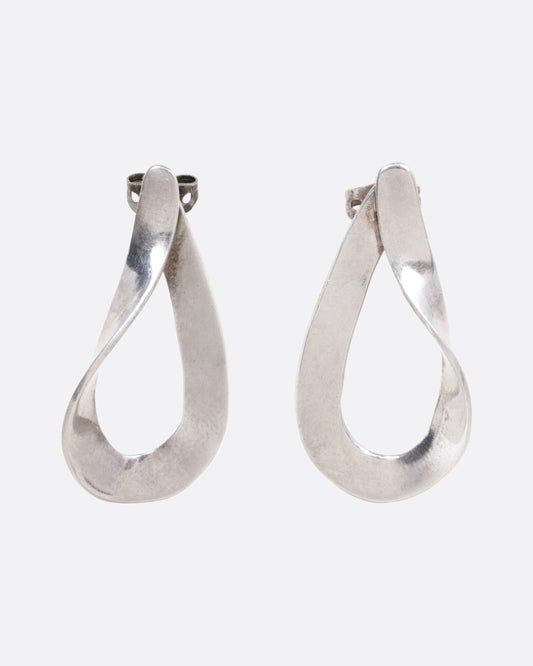 Twisted Flat Teardrop Stud Earrings