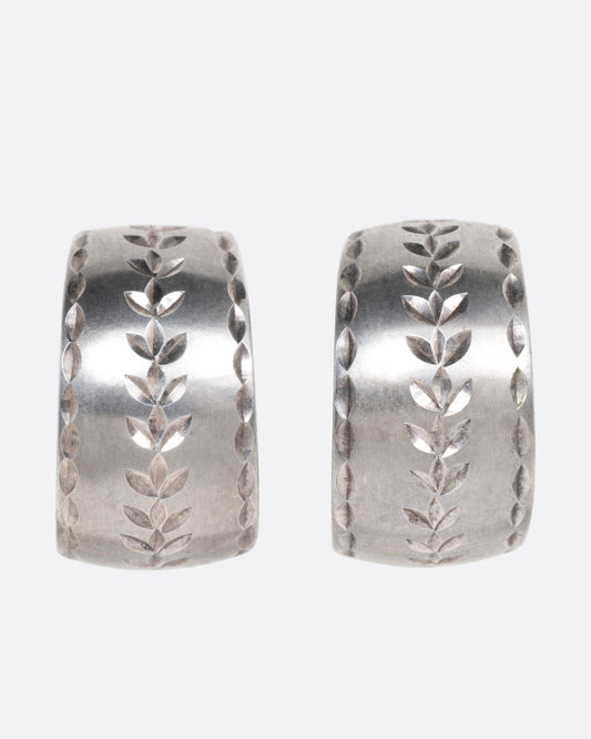 Etched Leaf Hoop Earrings