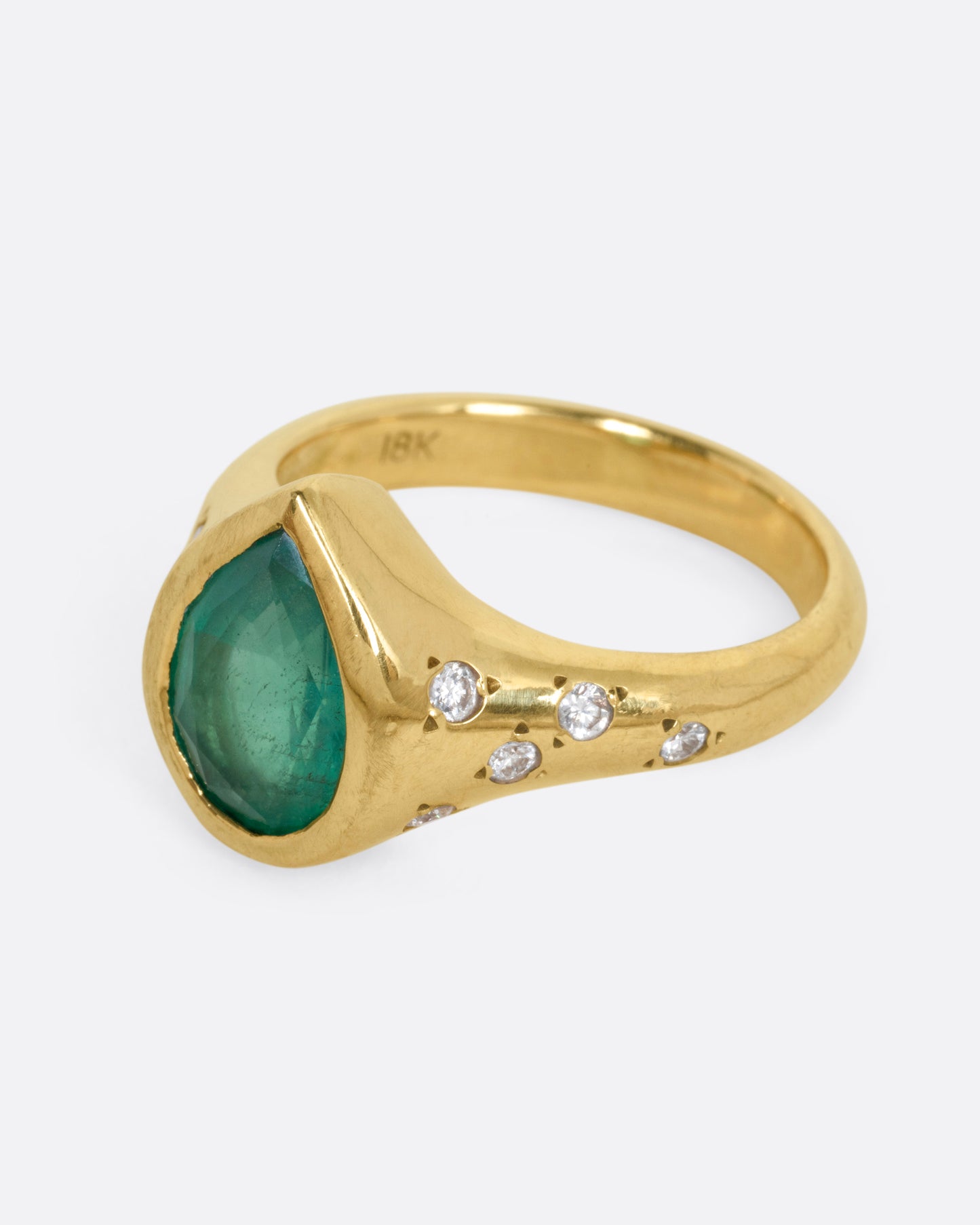 Jupiter's Teardrop Emerald and Diamond Ring