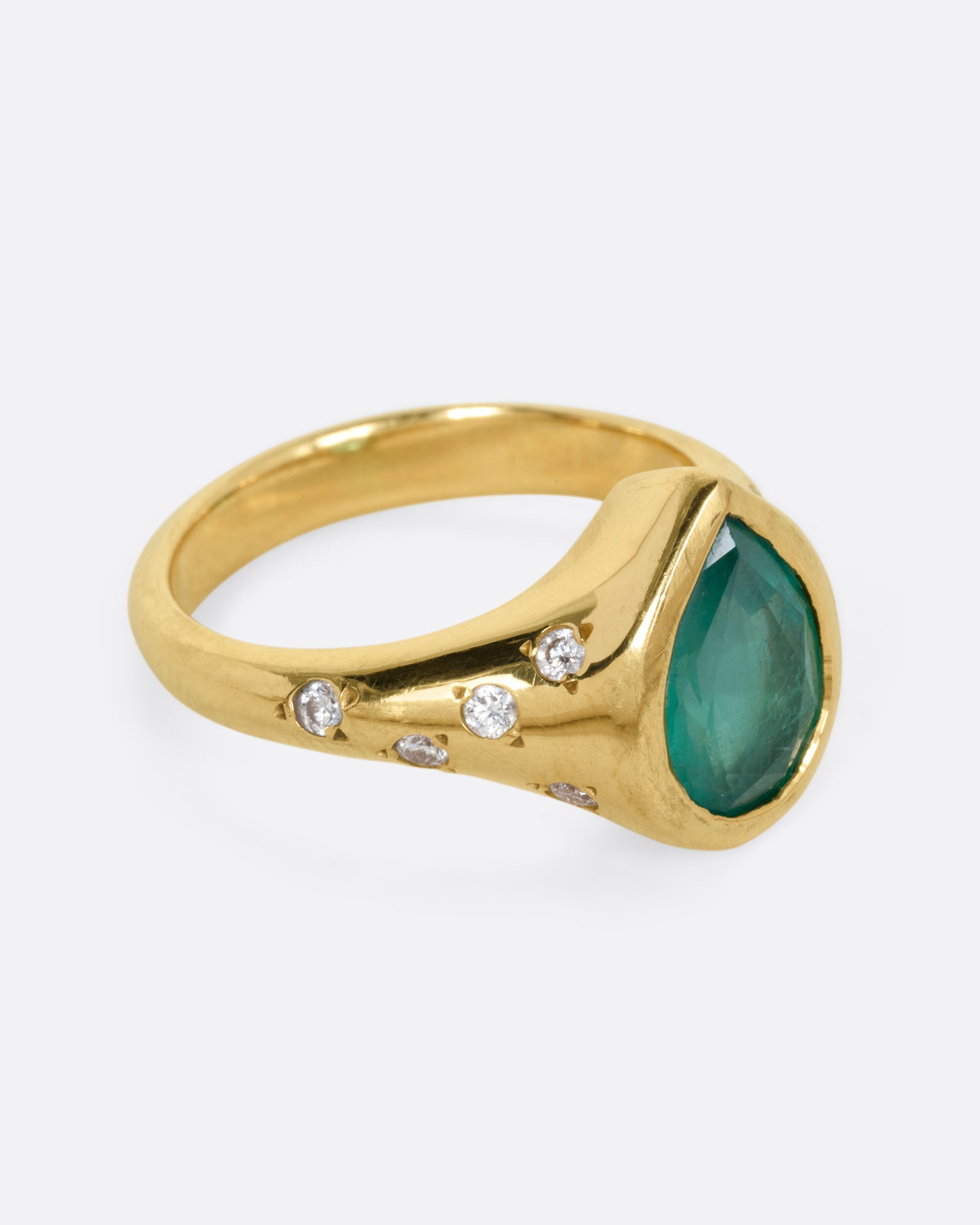 Jupiter's Teardrop Emerald and Diamond Ring