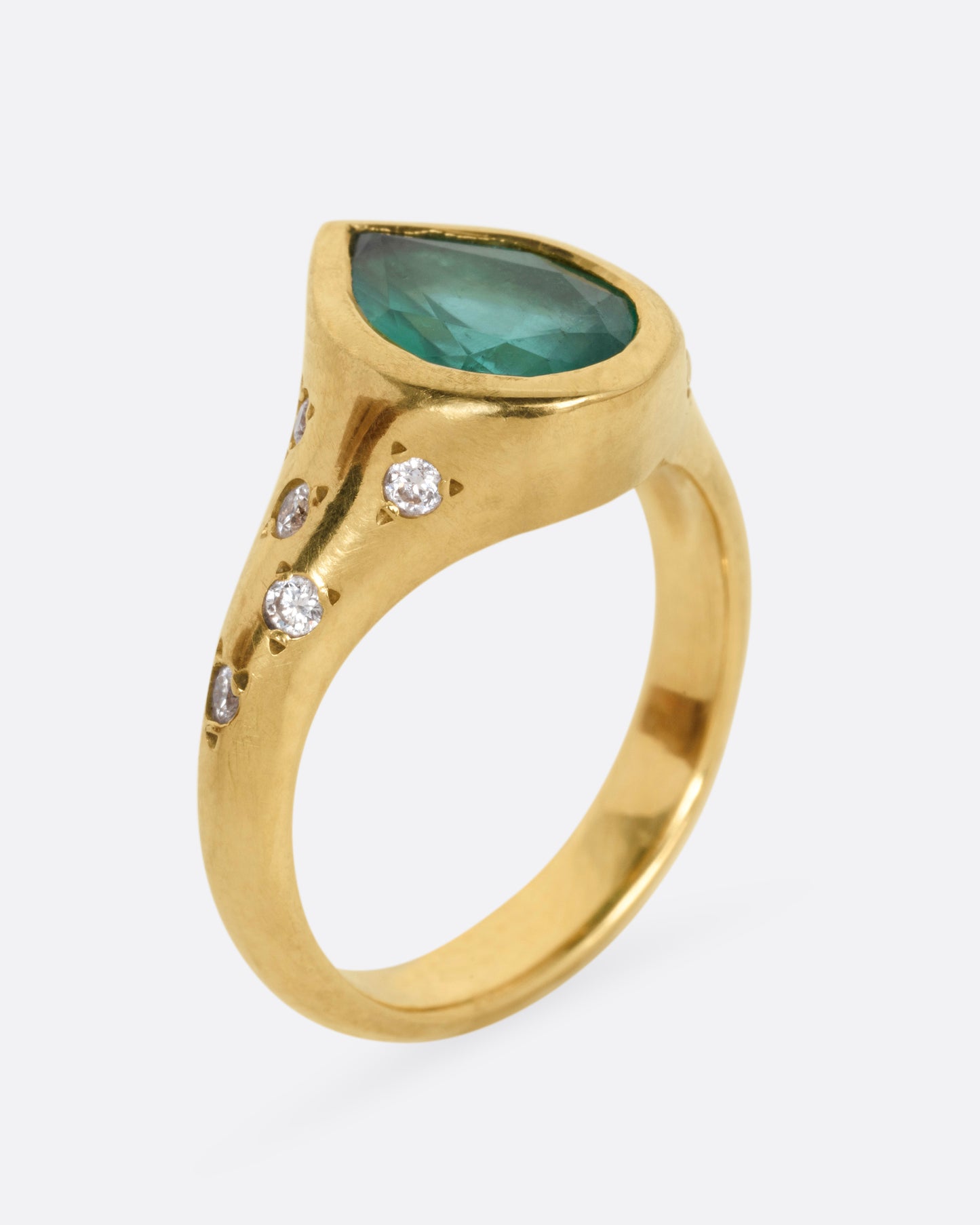 Jupiter's Teardrop Emerald and Diamond Ring