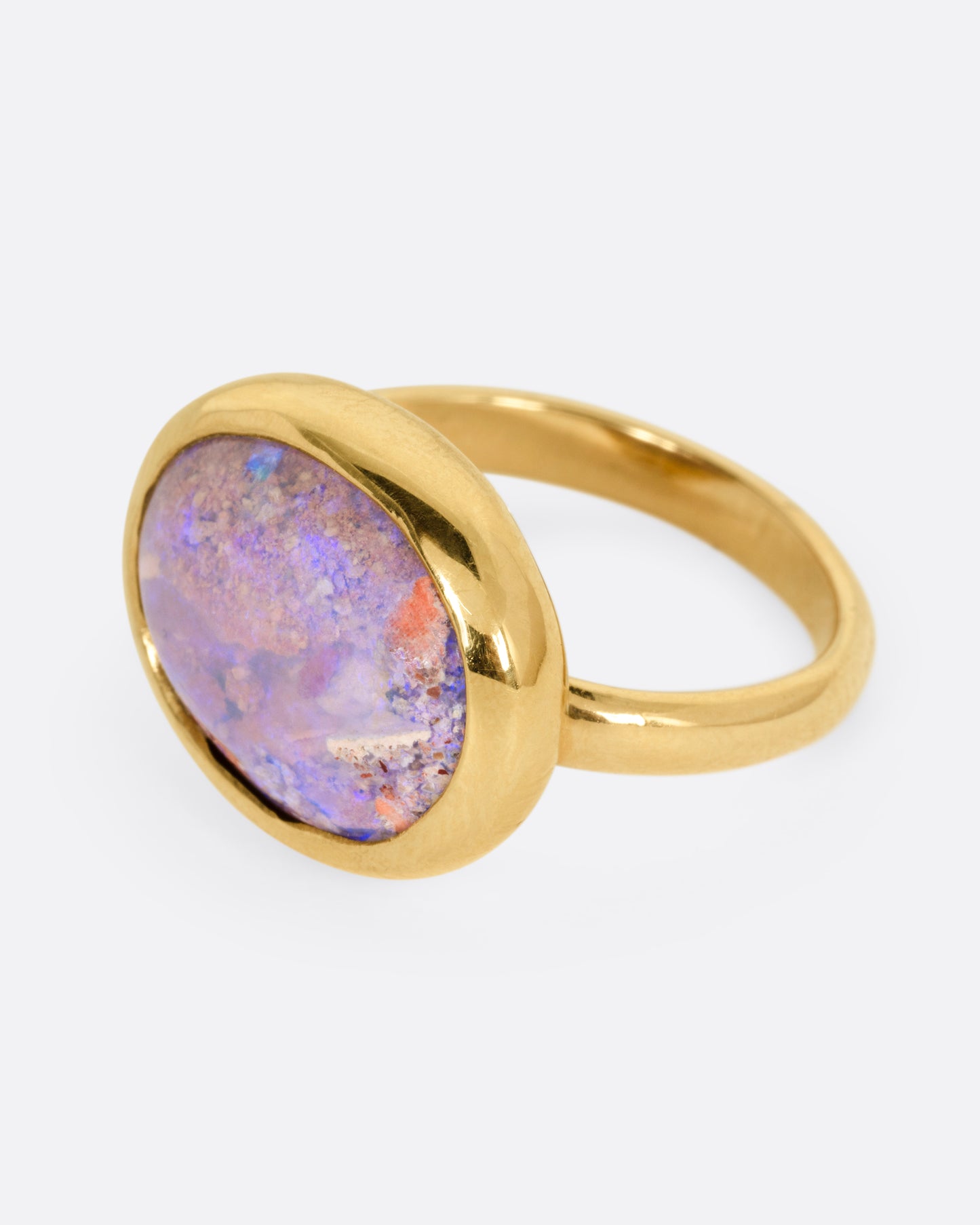 Fossilized Wood Opal Lilac Lagoon Ring