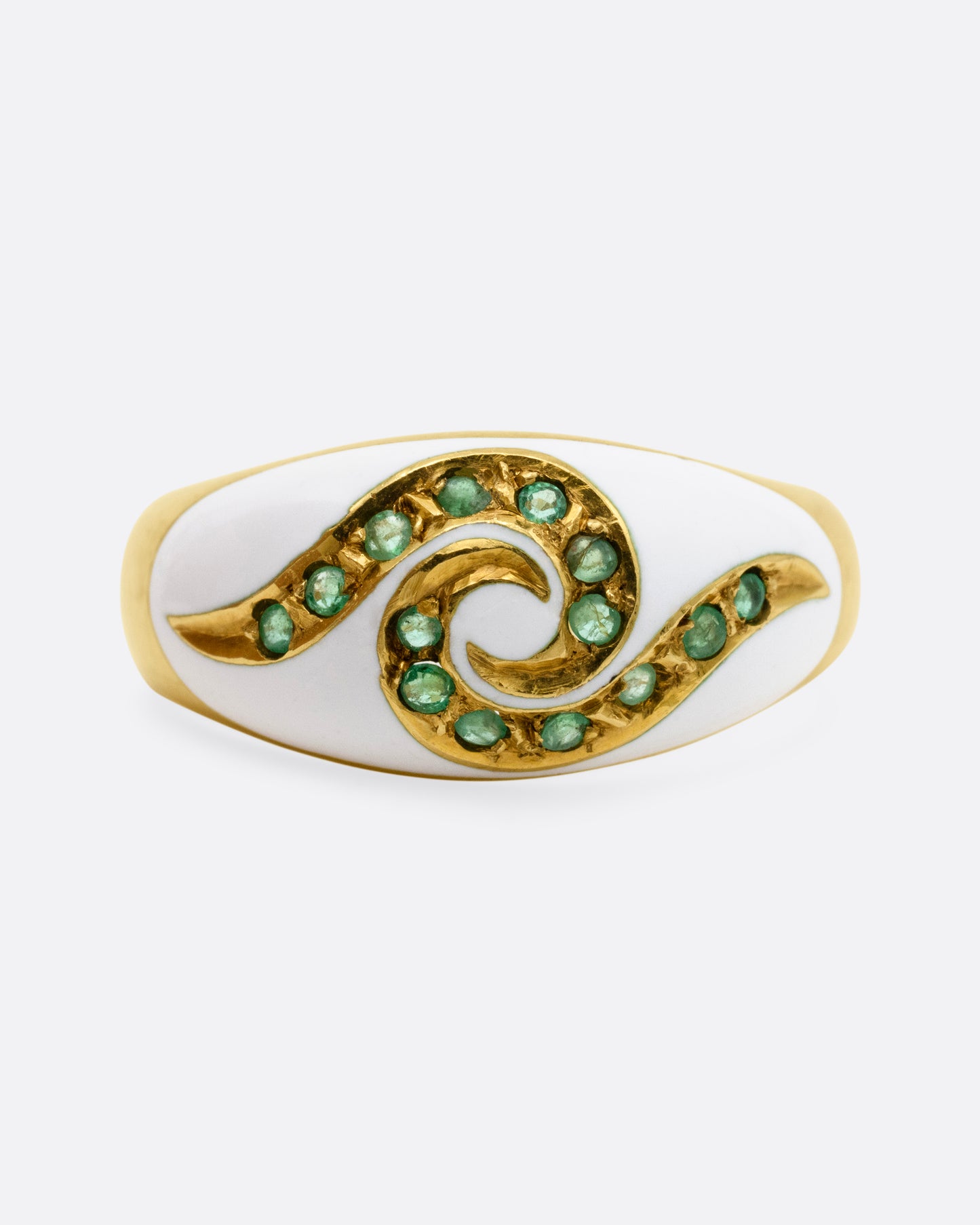 Emerald and Enamel Wave Ring