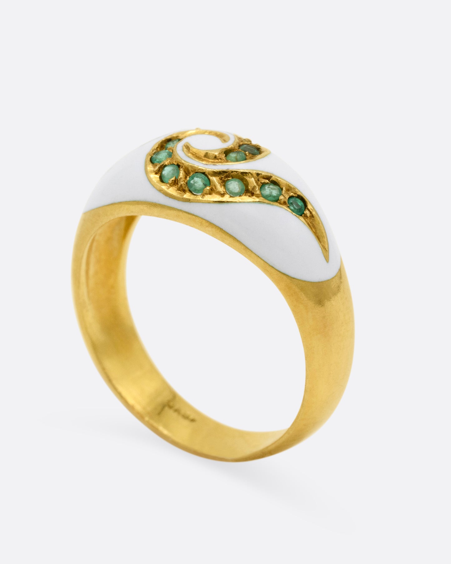 Emerald and Enamel Wave Ring