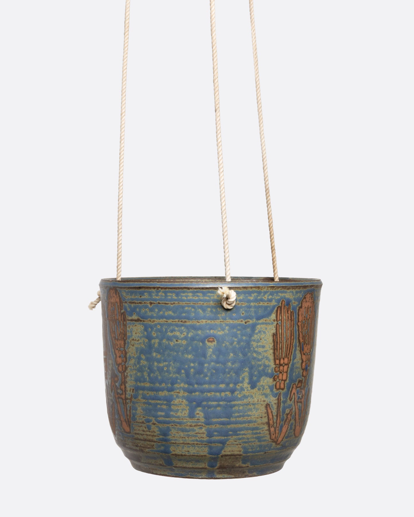 Blue Glazed Hanging Planter