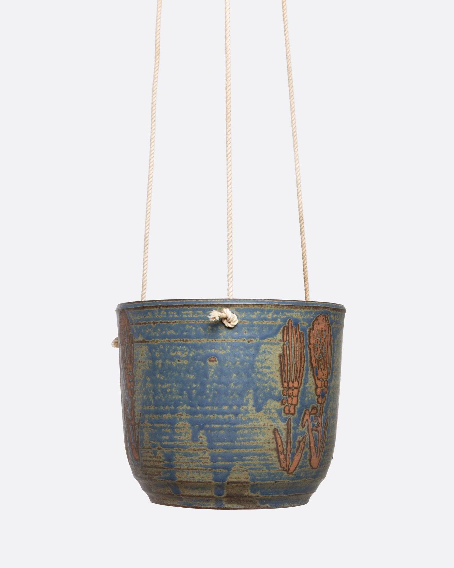 Blue Glazed Hanging Planter