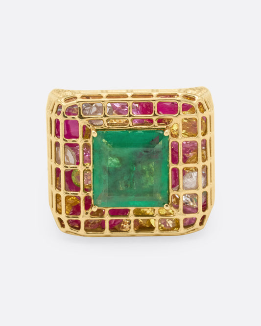 Emerald Cagey Loud Ring