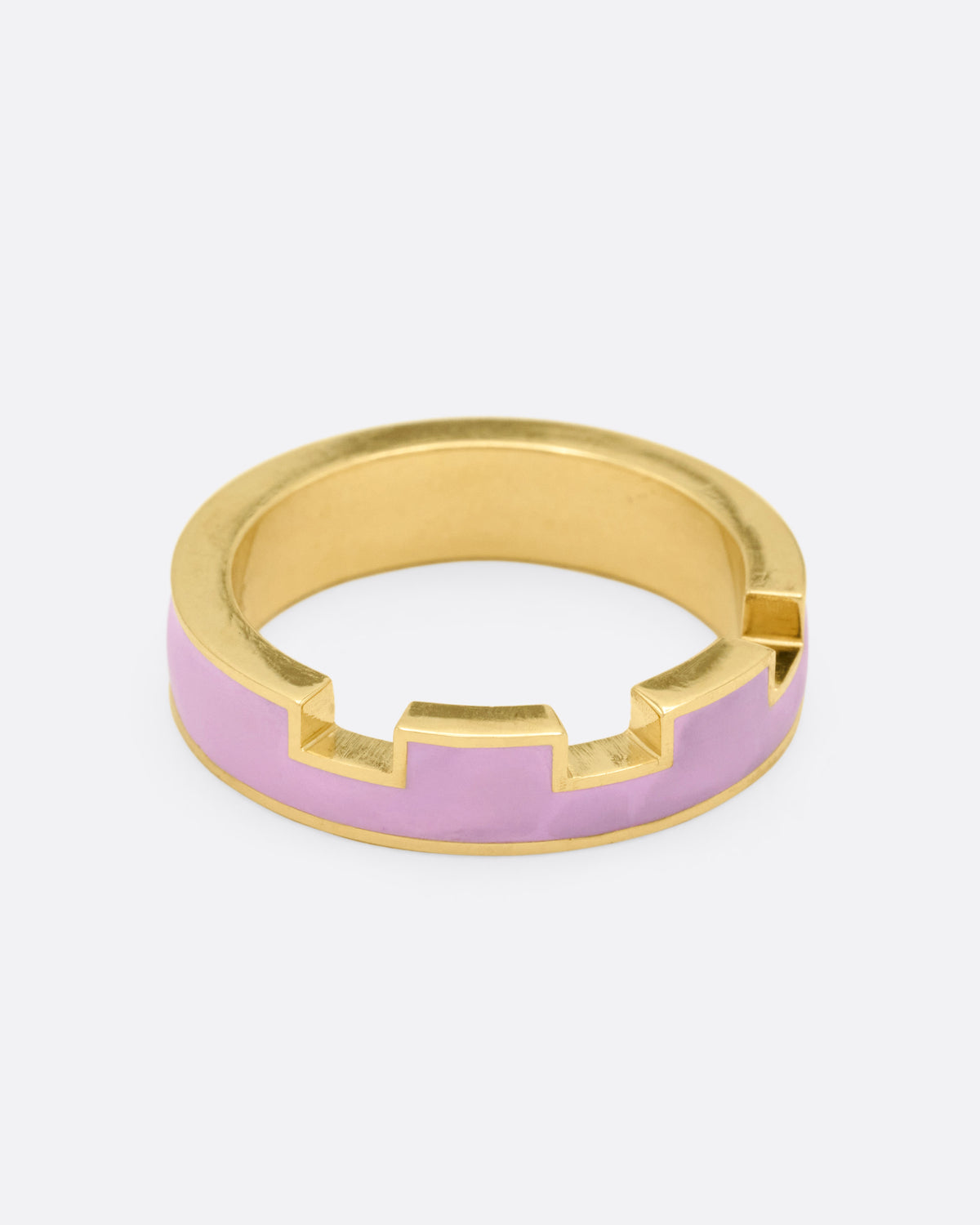 Pink Enamel Tetris Trio Ring