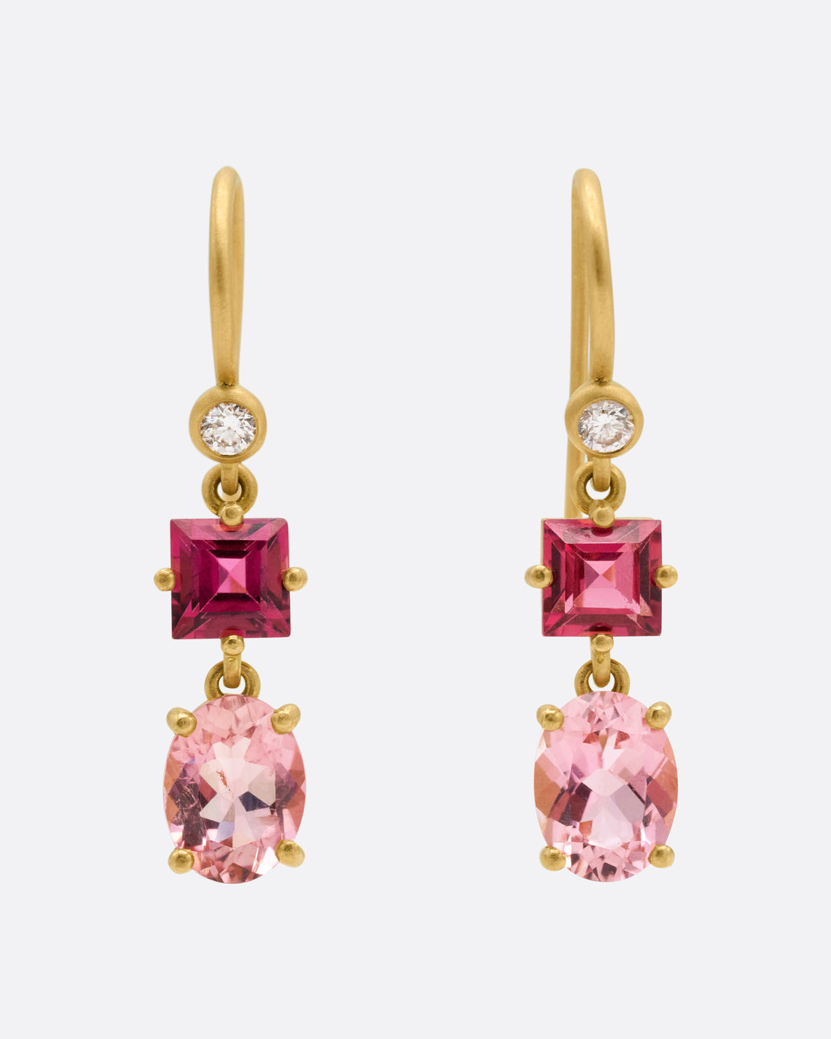 Pink Tourmaline Gemma Drop Earrings