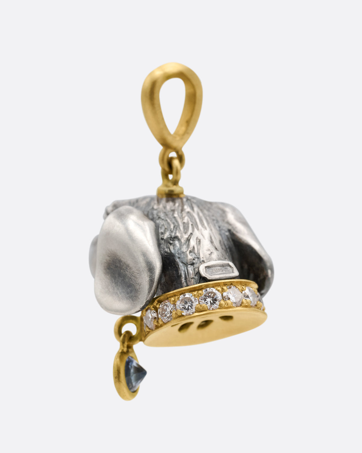 Sapphire and Diamond Dachshund Pendant