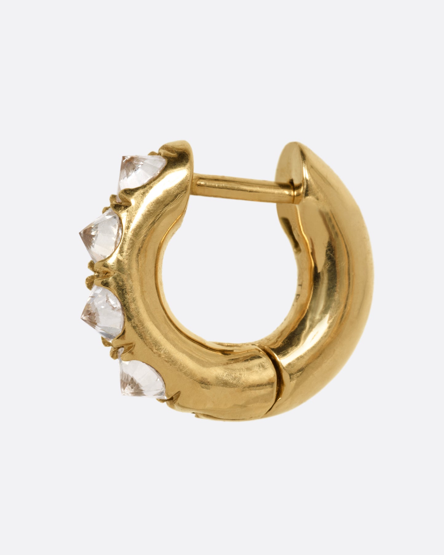 Chunky Barbed Diamond Huggie Hoop Earrings