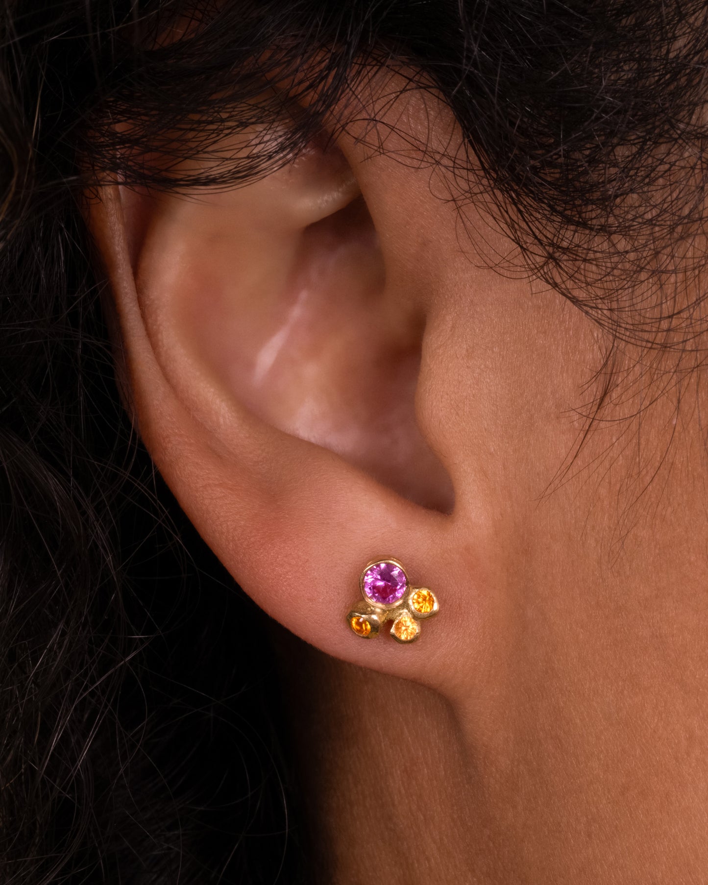 Sunset Sapphire Stud Earrings