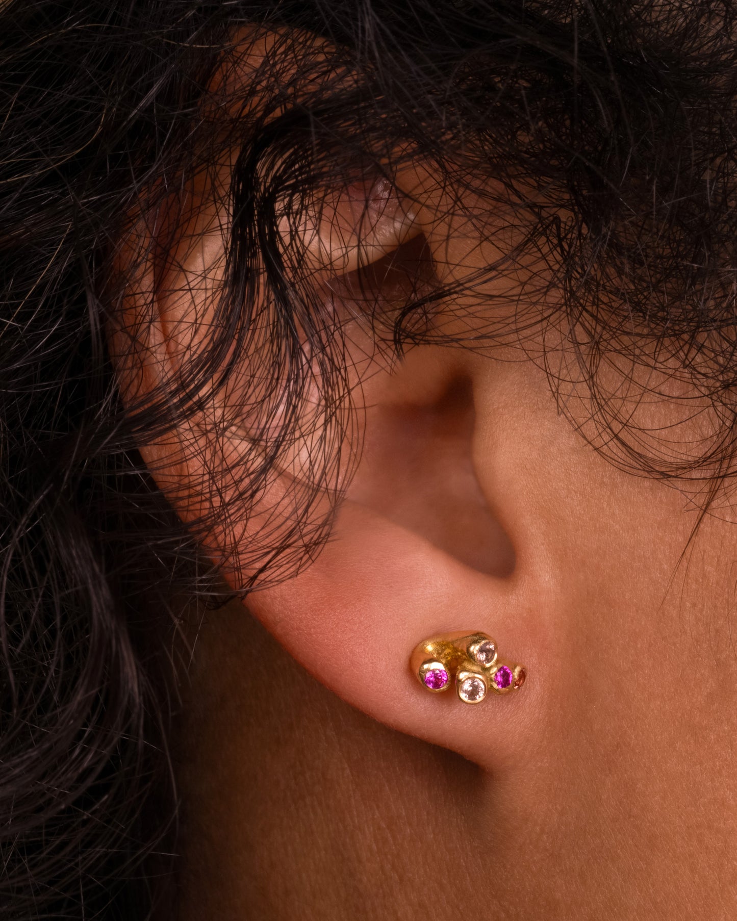 Sapphire Sea Anemone Cluster Stud Earrings