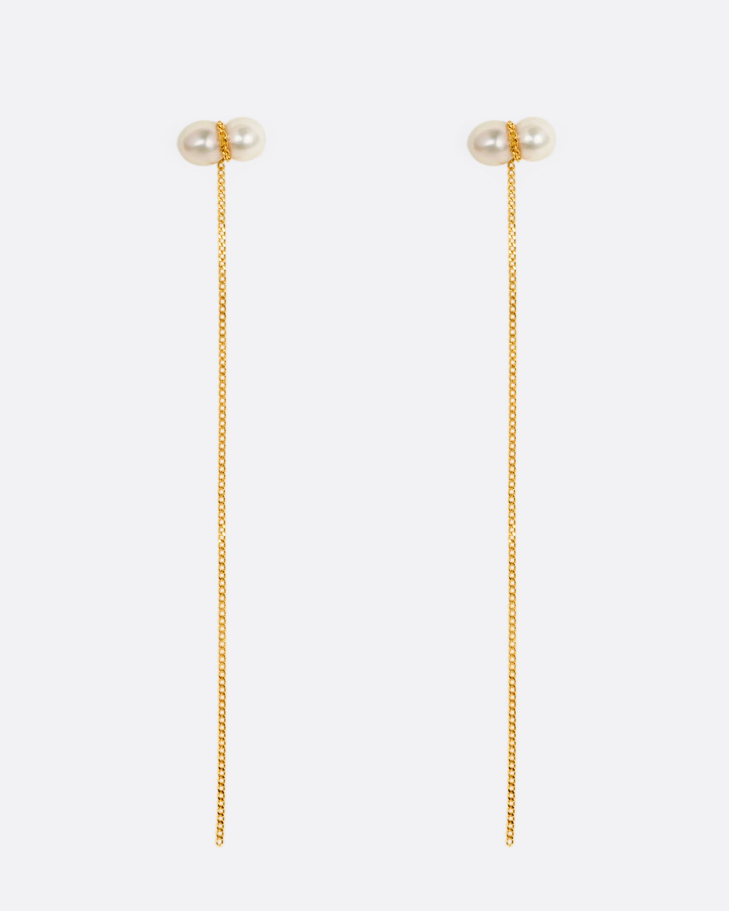 Twin Pearl Threader Earrings