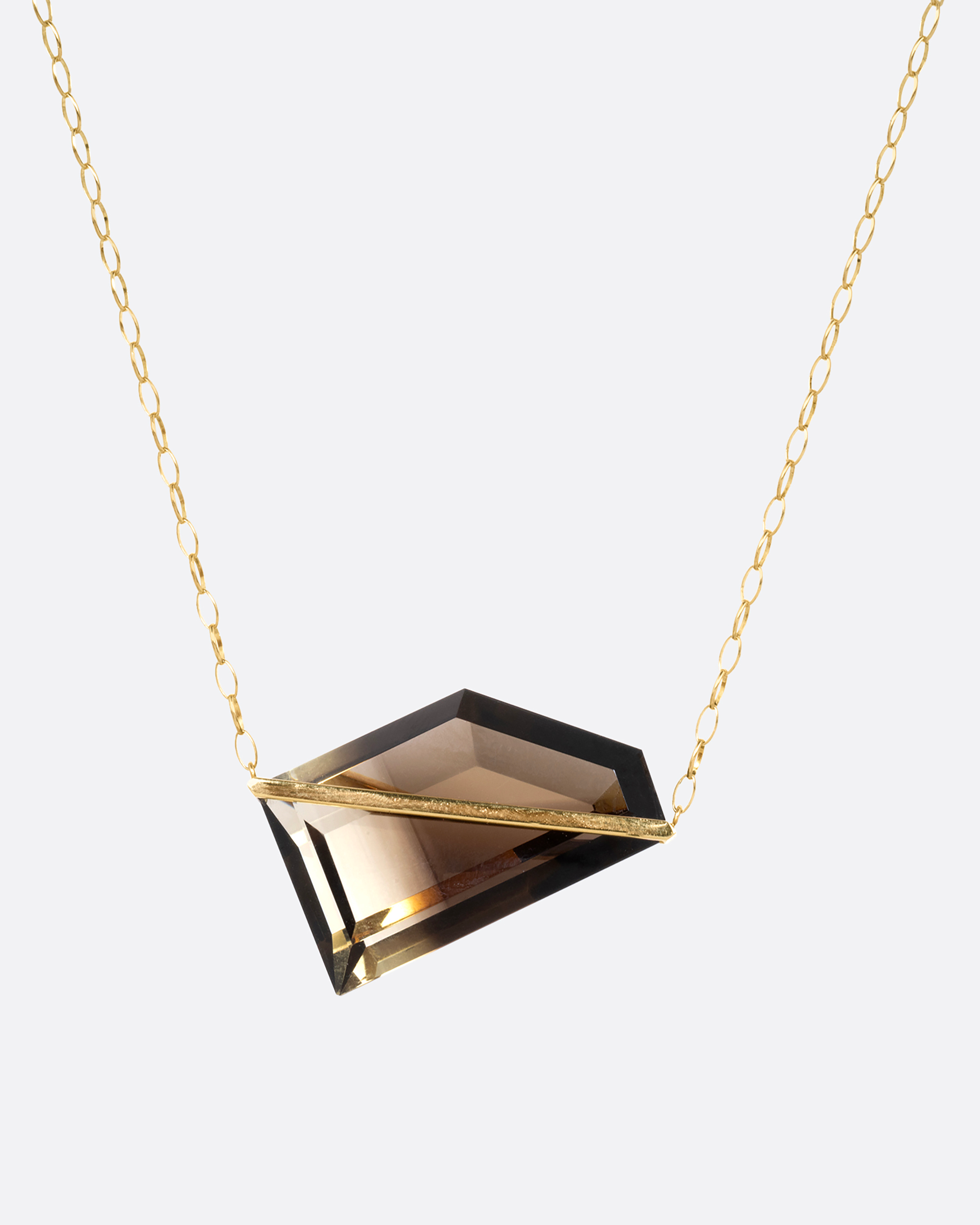 SMOKY QUARTZ GOLD BAND NECKLACE