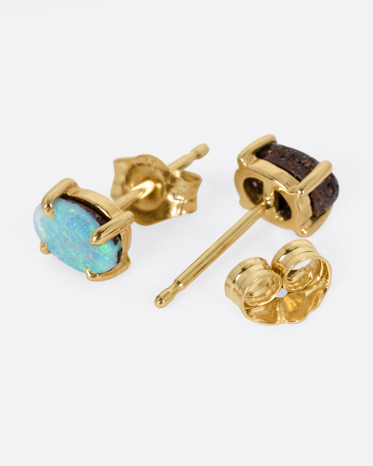 Contrasting Stones Boulder Opal Stud Earrings