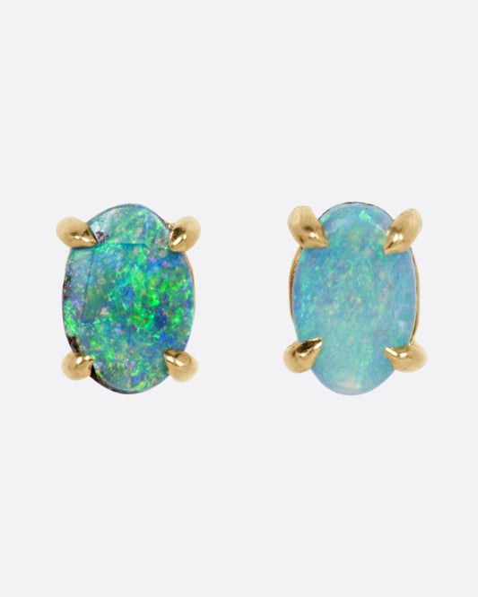 Contrasting Stones Boulder Opal Stud Earrings