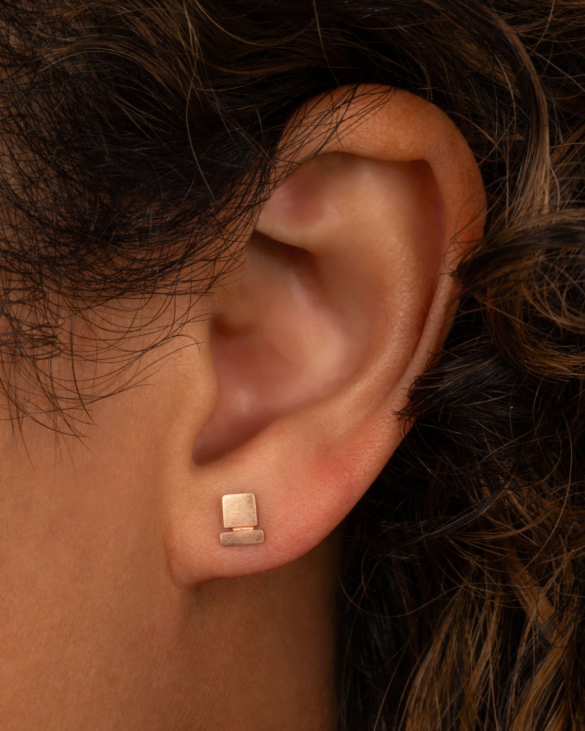Sterling Silver Square on a Bar Stud