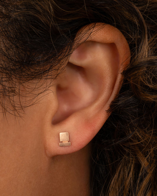 Rose Gold Square on a Bar Stud